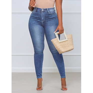 

LW Plus Size High-waisted Cashew Print Jeans, Blue