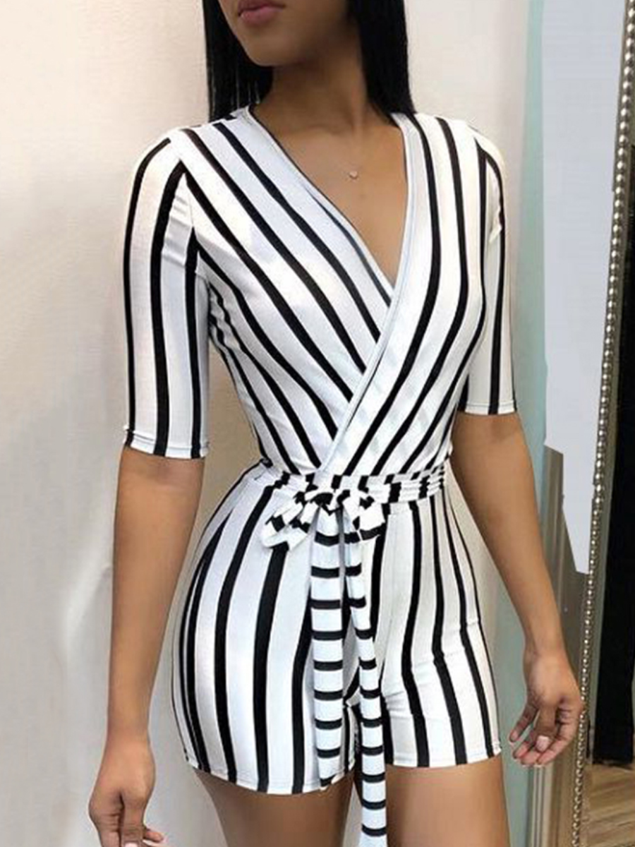 

LW Striped White Twilled Satin Romper