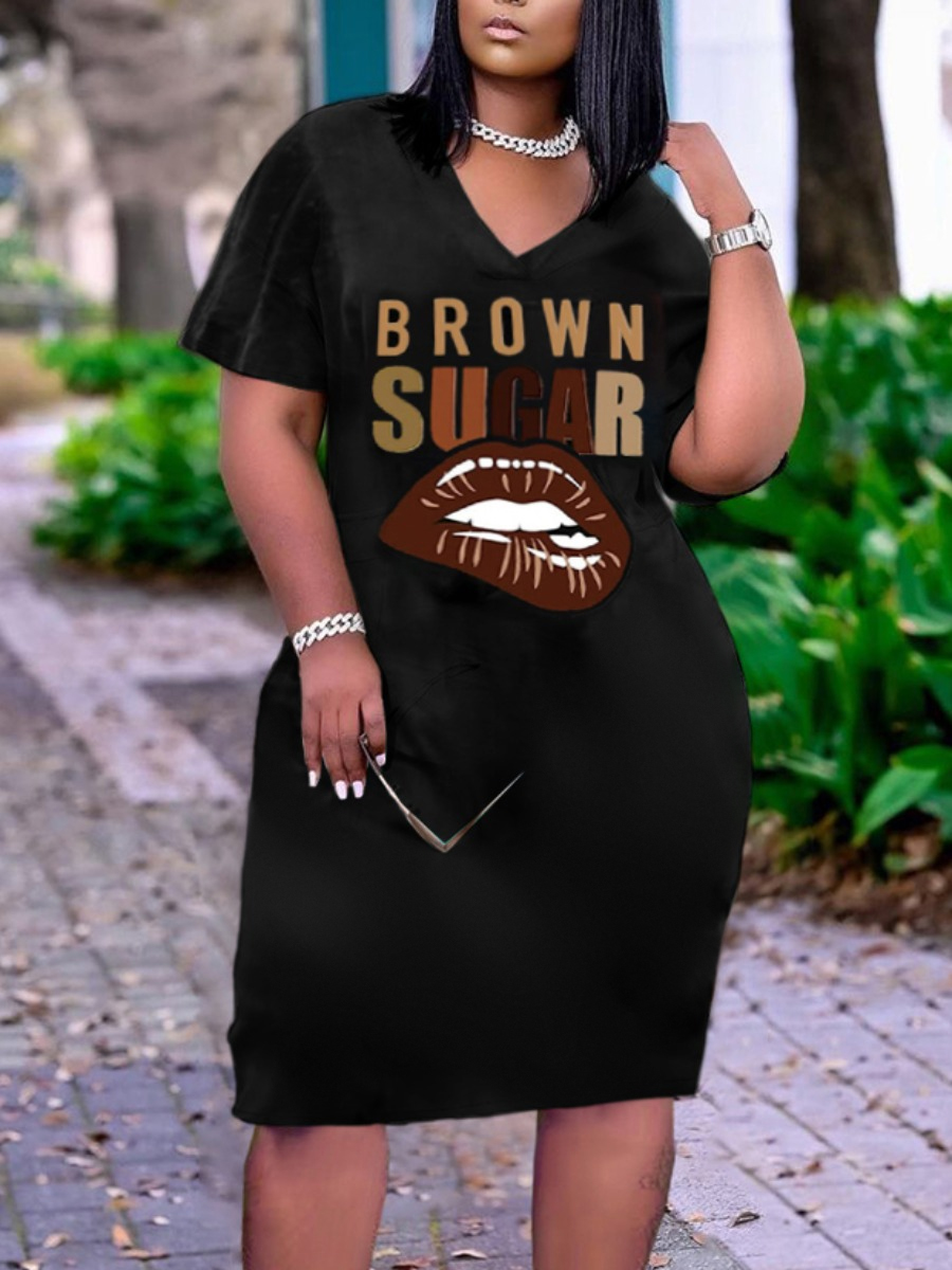 LW Plus Size Lip Letter Print Dress