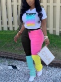 LW Plus Size Gradient Letter Print Drawstring Pants Set