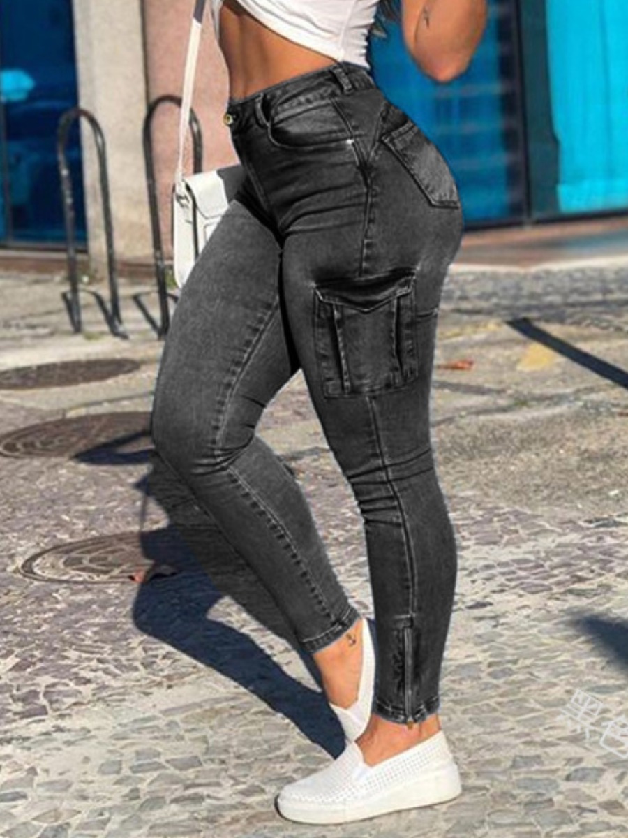 

LW High-waisted Stretchy Jeans, Black