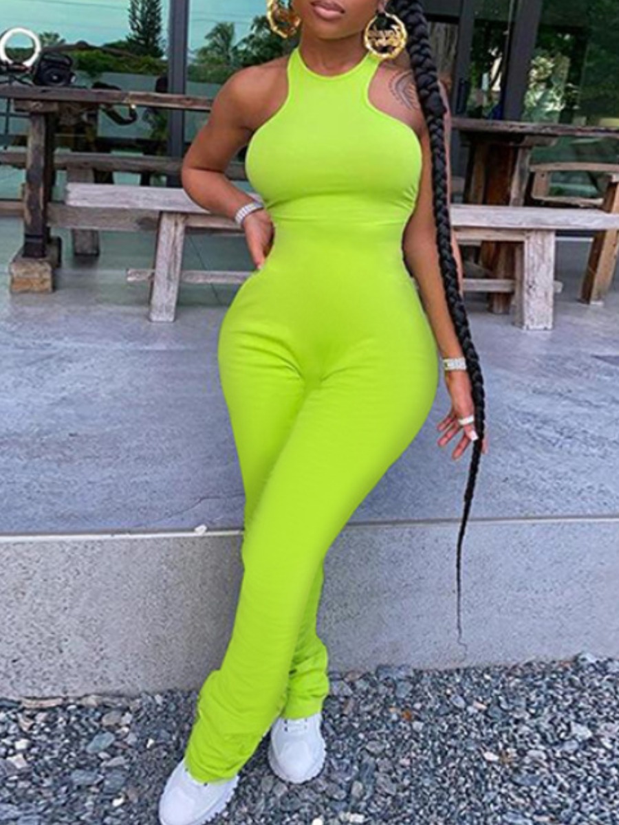 

LW SXY Plus Size Skinny Stacked Jumpsuit, Green