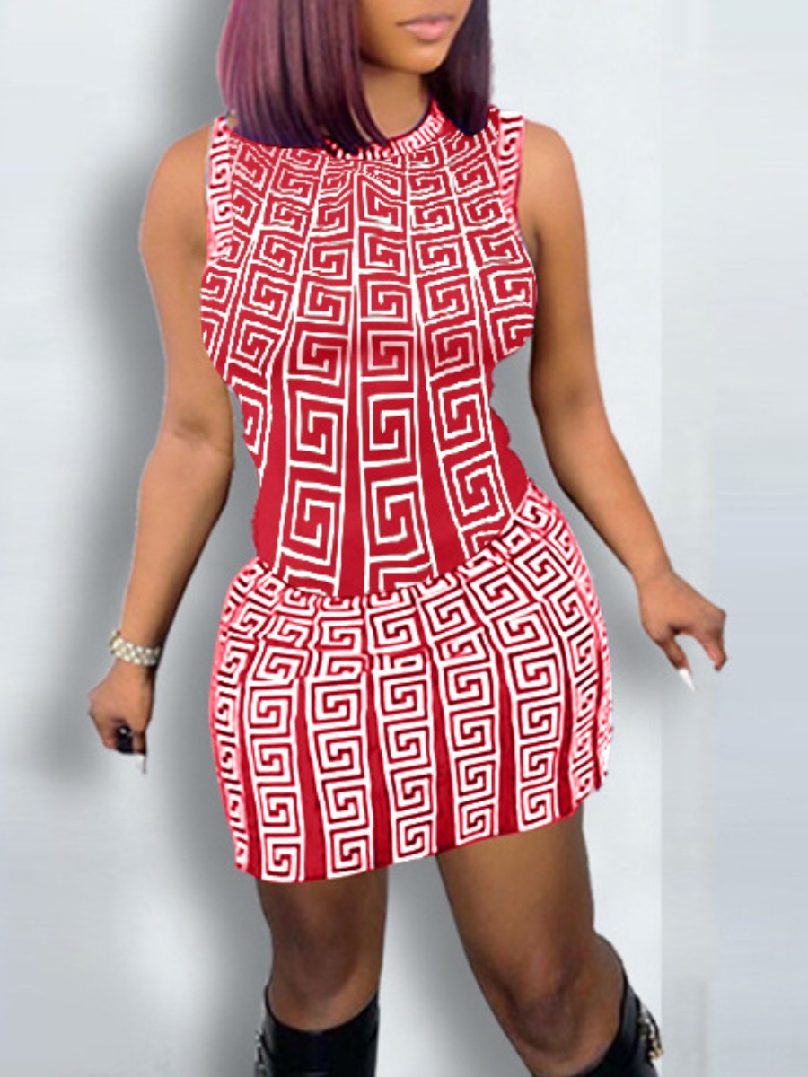 LW Geometric Print Bodycon Skirt Set