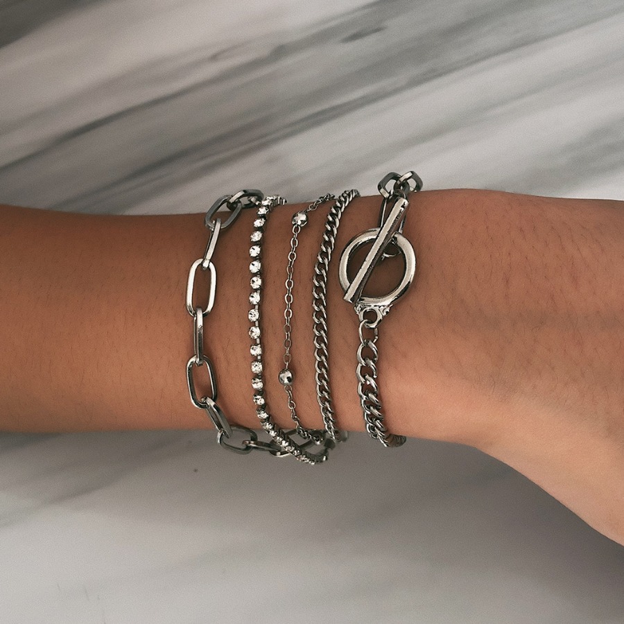 

LW Ring Decor Chain Bracelet, Silver