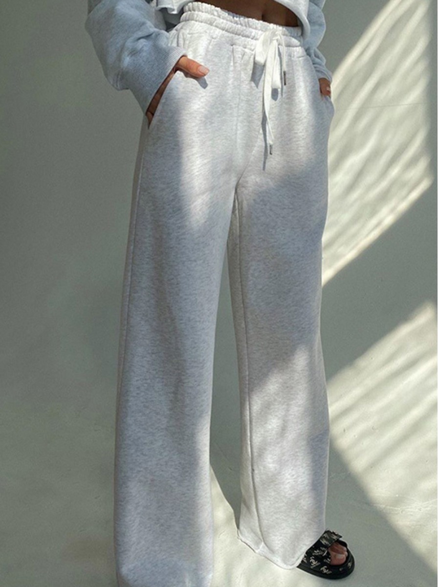 

LW Mid Waist Drawstring Loose Pants, Grey