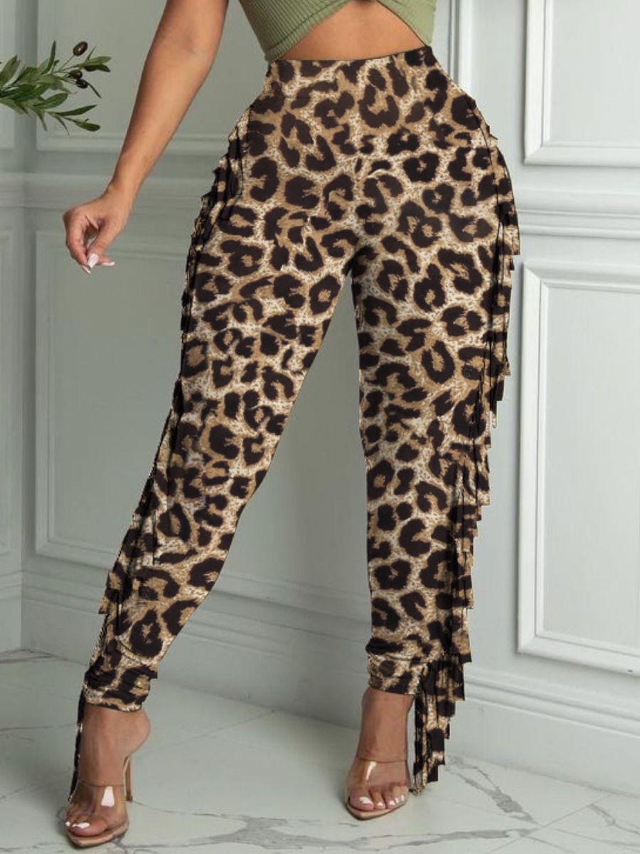 LW Leopard Print Tassel Design Pants
