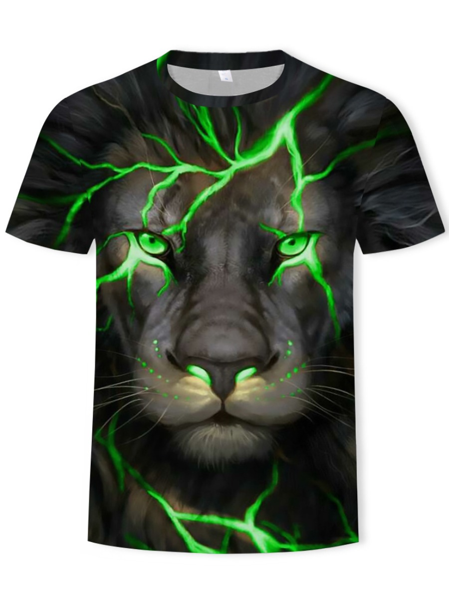 

LW Men Gradient Animal Print T-shirt, Green