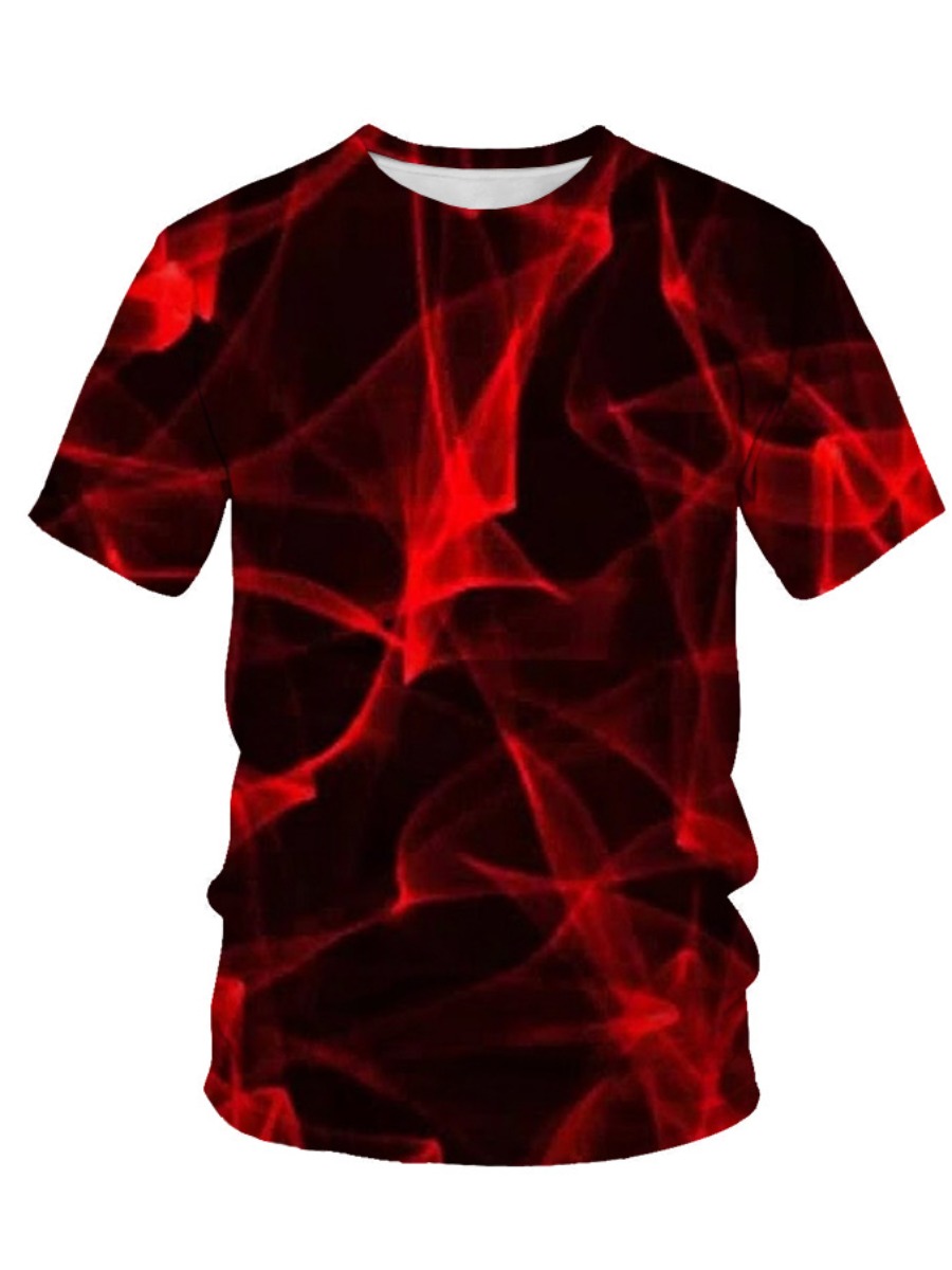 

LW Men Round Neck Gradient T-shirt, Red