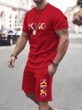 LW Men King Letter Print Shorts Set