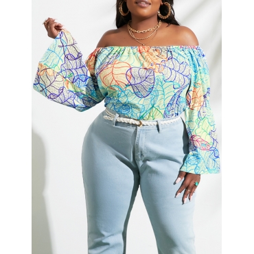 

LW Plus Size Abstract Floral Print T-shirt, Apricot