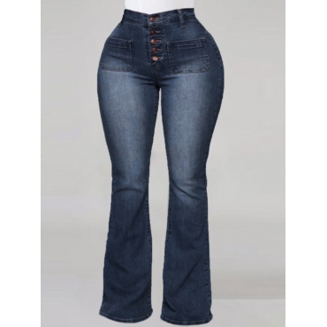 

LW Plus Size High-waisted Flared Jeans, Deep blue