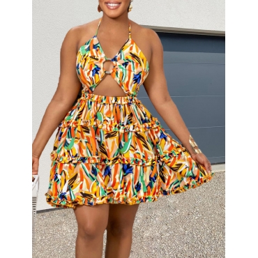 

LW Mixed Print Cut Out A Line Dress, Multi