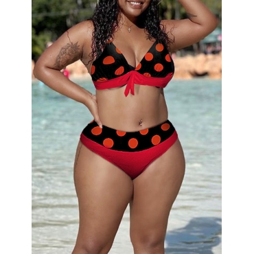 

LW Dot Print Bikini Set, Orange