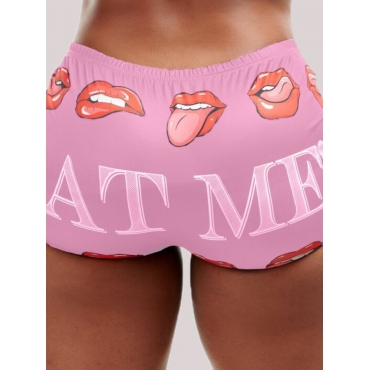 

LW Lip Letter Print Shorts, Pink