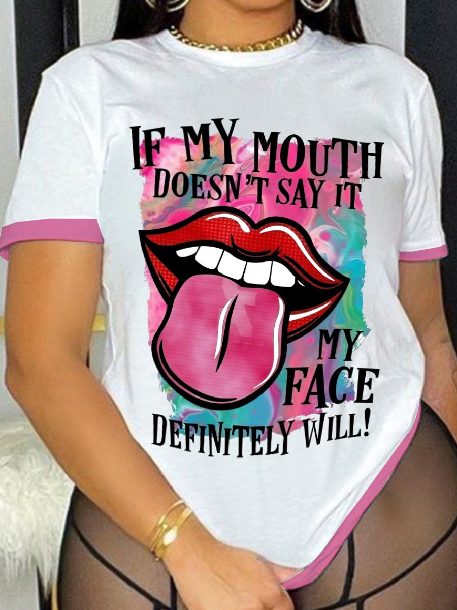 

LW Letter Lip Print T-shirt, White