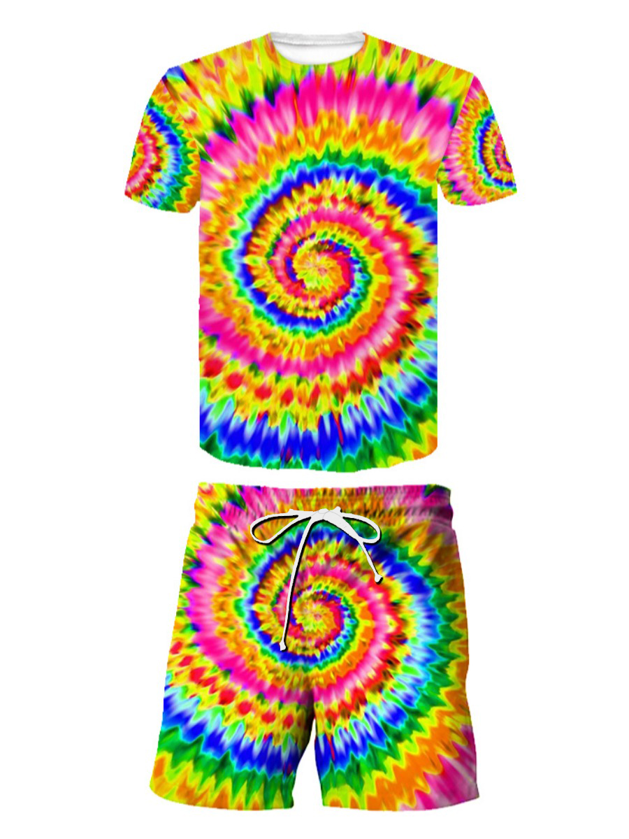 LW Men Tie-dye Drawstring Shorts Set