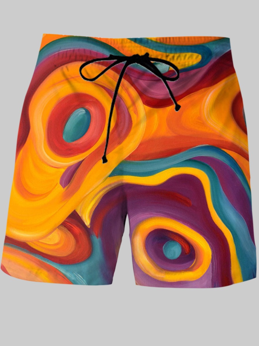 

LW Men Mixed Print Drawstring Shorts, Multi