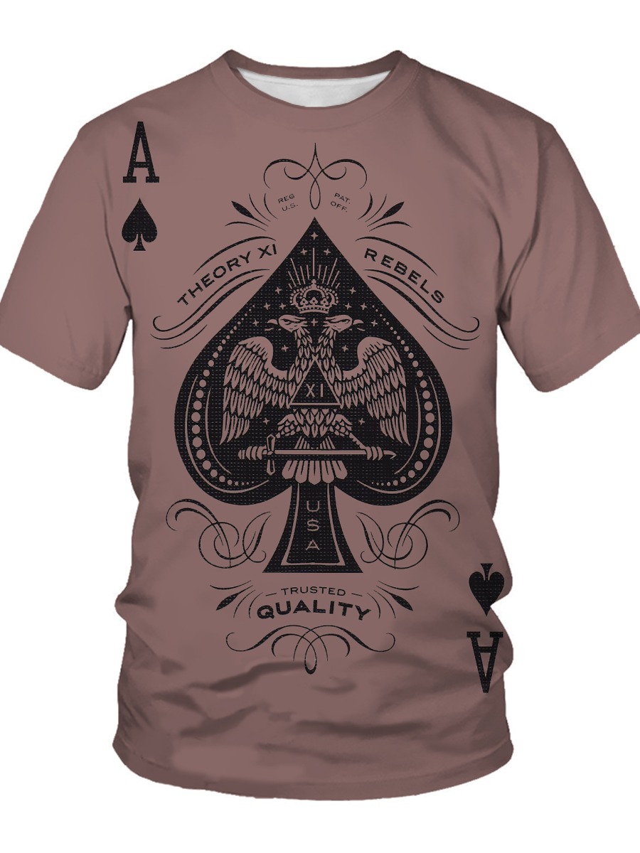 

LW BASICS Men Poker Letter Print T-shirt, Pink