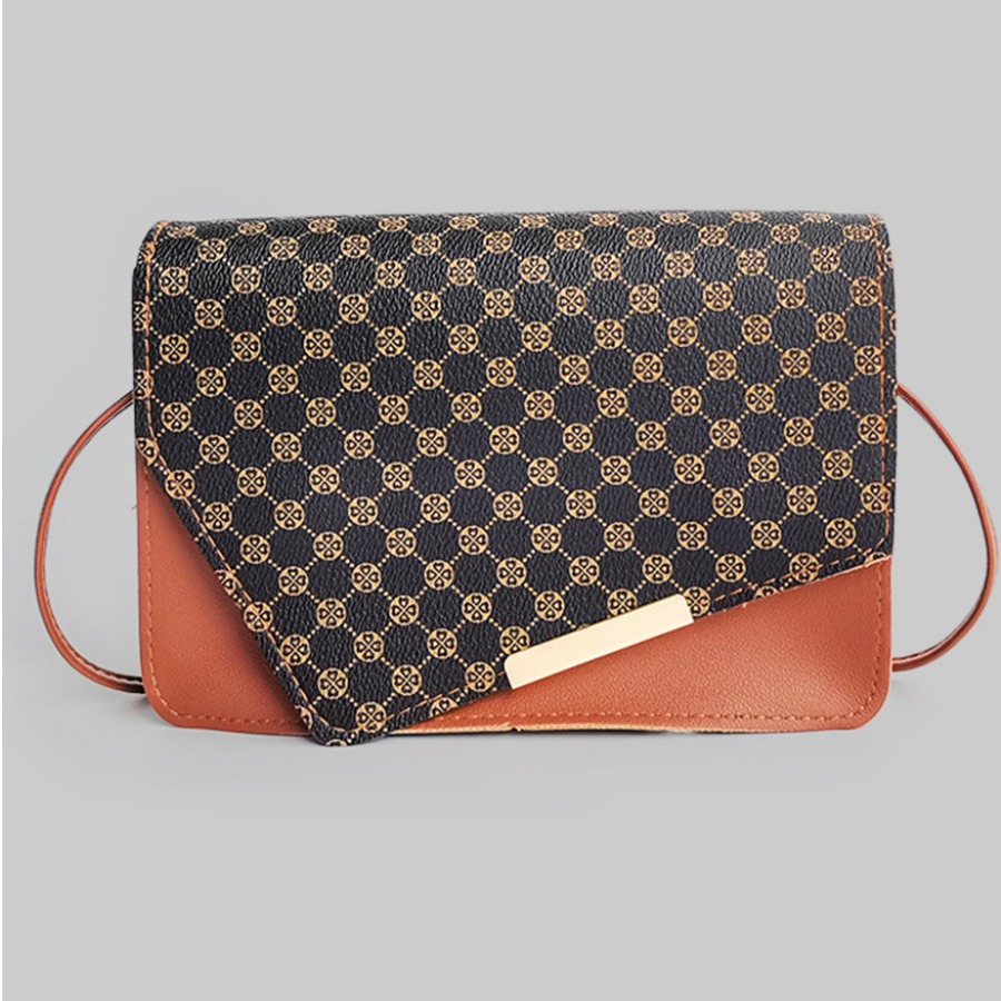 

LW Geometric Print Crossbody Bag, Brown
