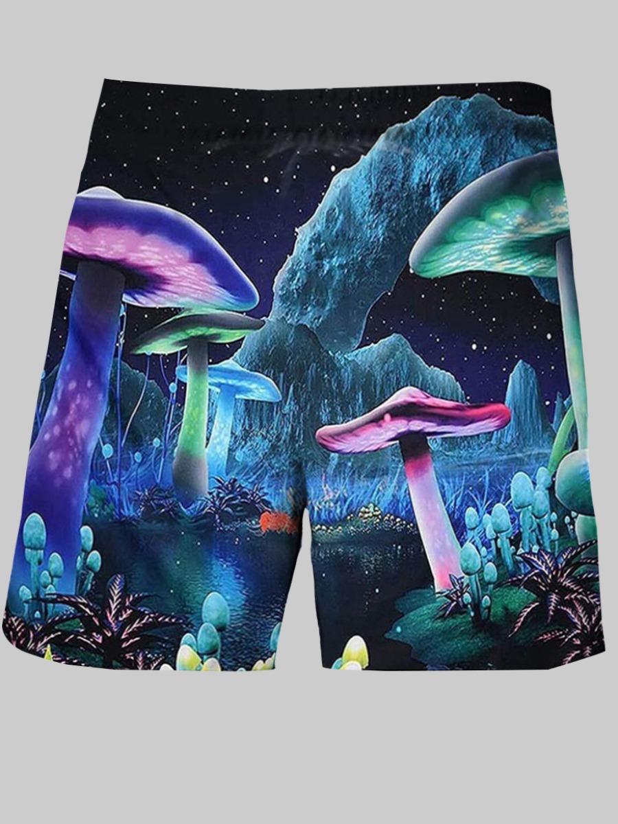 

LW Men Sea Plant Print Shorts, Multi