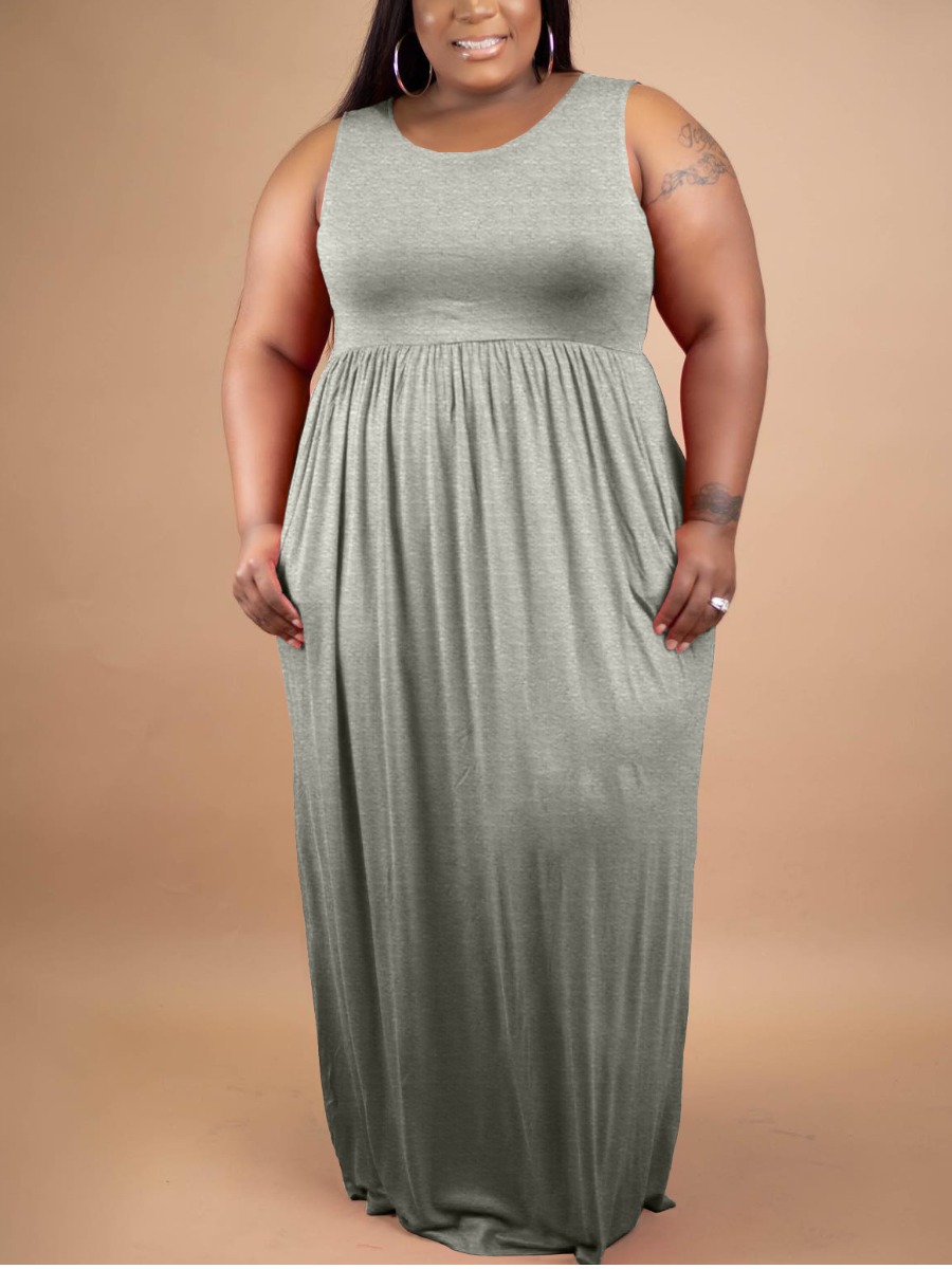 

LW Plus Size Pocket Design Cami Dress, Grey