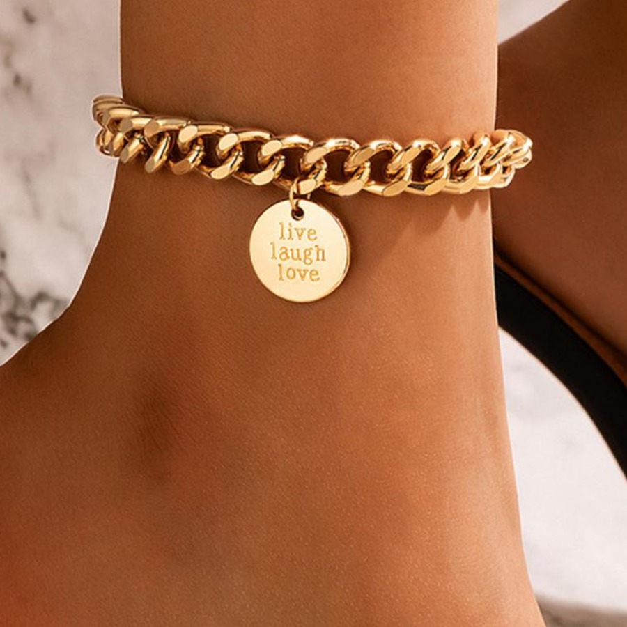 

LW Coin Letter Decor Anklet Body Chain, Gold