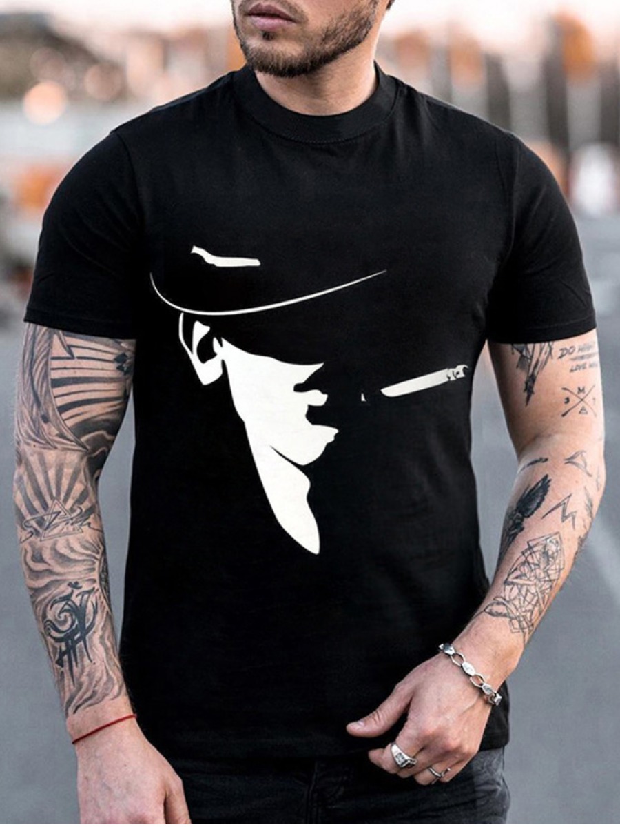 

LW Men Print Regular Fit T-shirt, Black