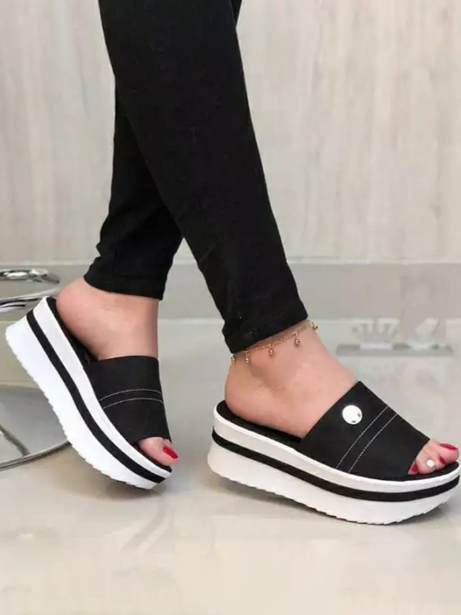 

LW Striped Platform Slides, Black