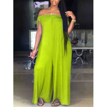 

LW Plus Size Off The Shoulder Loose Jumpsuit, Green