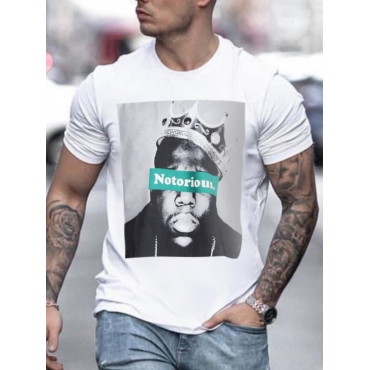 

LW Men Crown Letter Print T-shirt, White