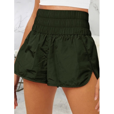 

LW COTTON Shirred Stretchy Shorts (Quick-drying Fabric), Black