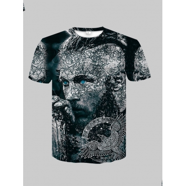 

LW Men Gradient Figure Print T-shirt, Blue
