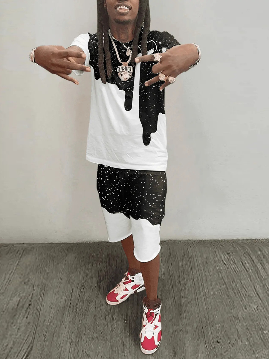LW Men Milk Splash Drawstring Shorts Set