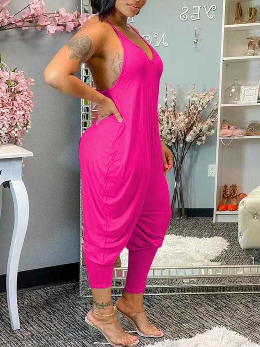 

LW BASICS Cami Harlan Jumpsuit, Rose red