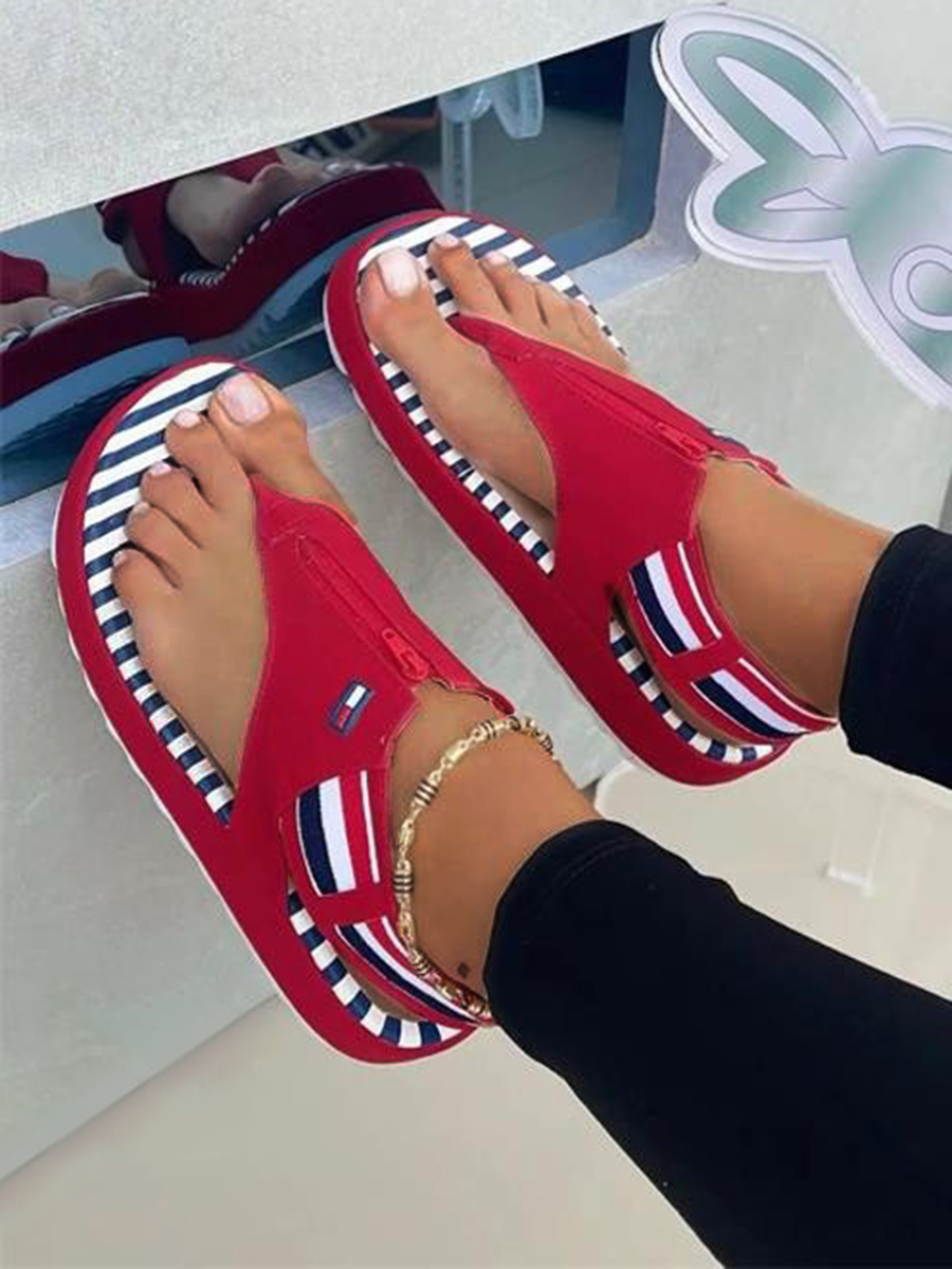 

LW Striped Sandals, Red
