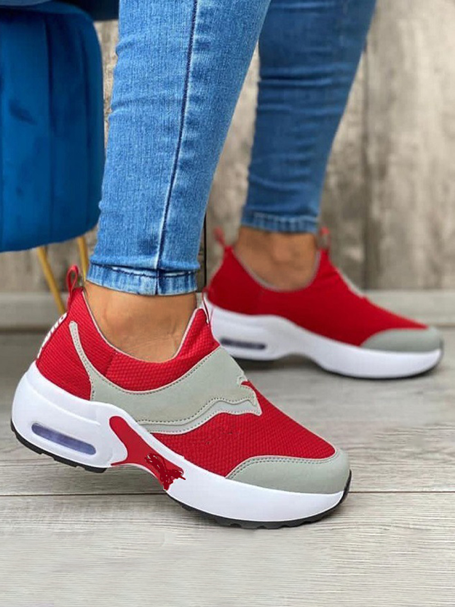 

LW Breathable Patchwork Sneakers, Red