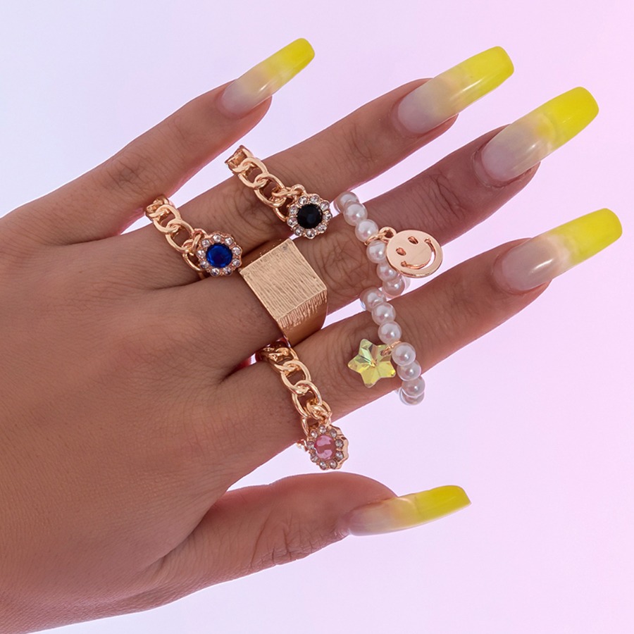 

LW Pearl Decor Chain Ring Set, Gold