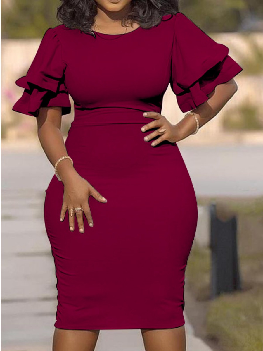 LW Plus Size Flounce Design Bodycon Dress