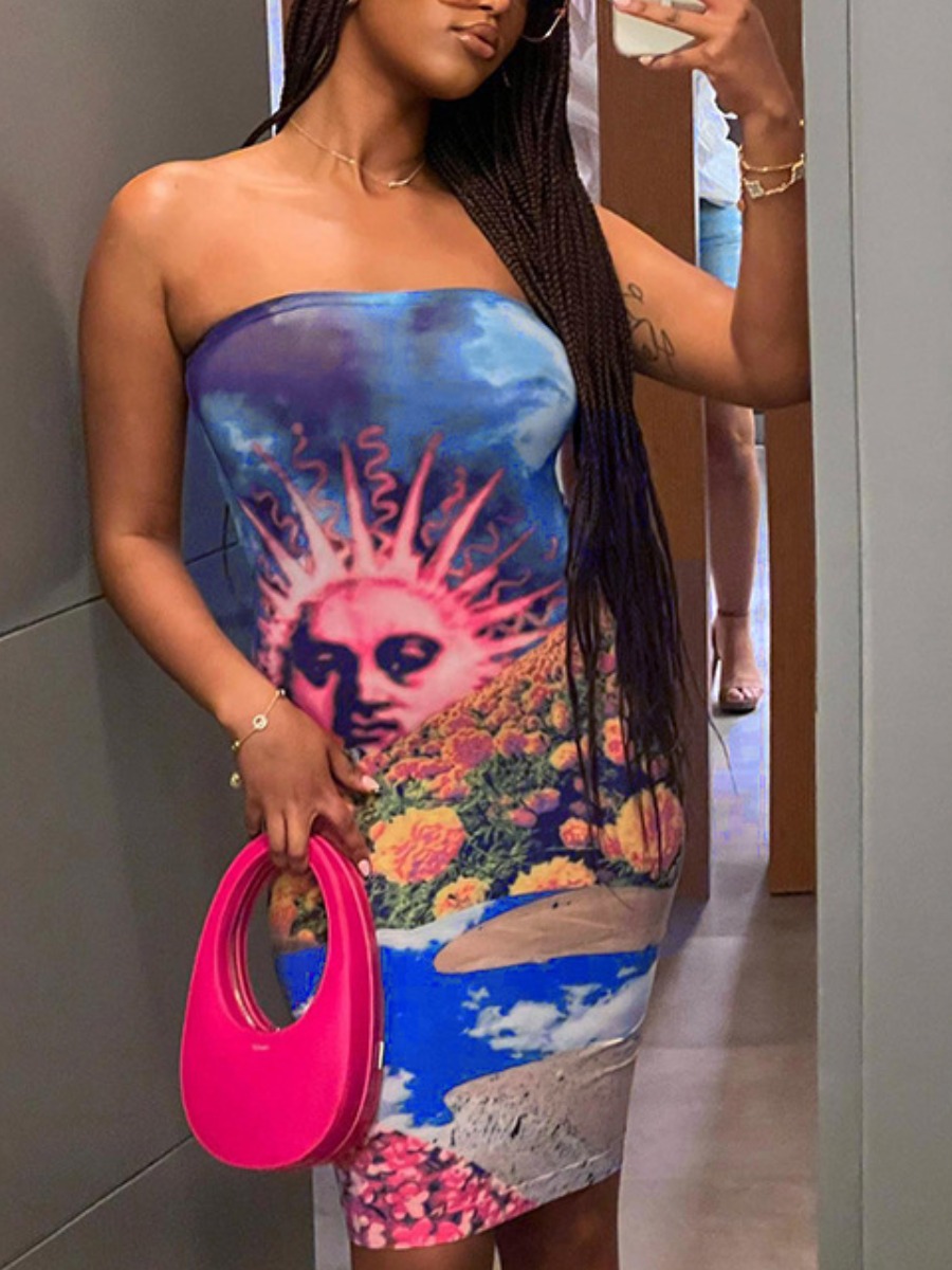 

LW Off The Shoulder Floral Figure Print Dress, Multi