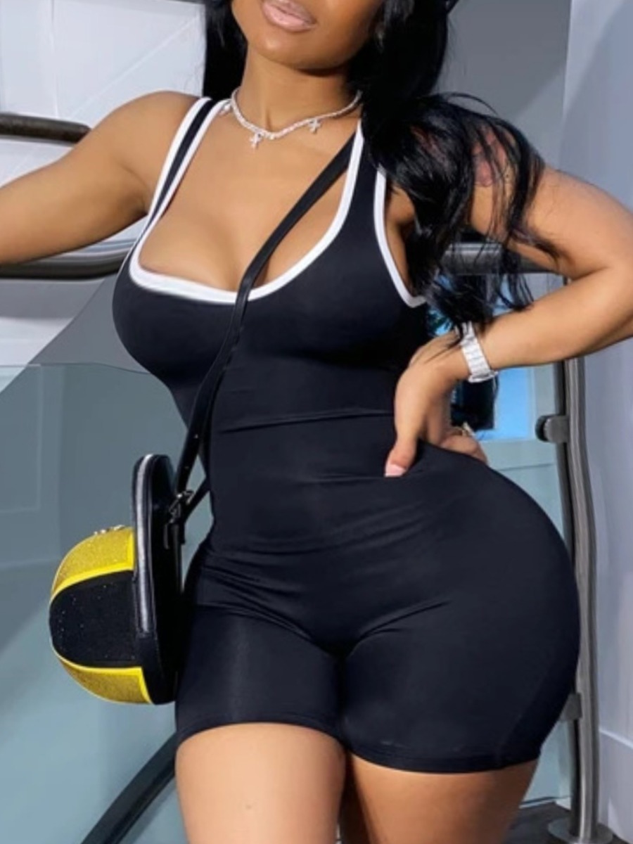 

LW Plus Size Skinny Stretchy Romper, Black