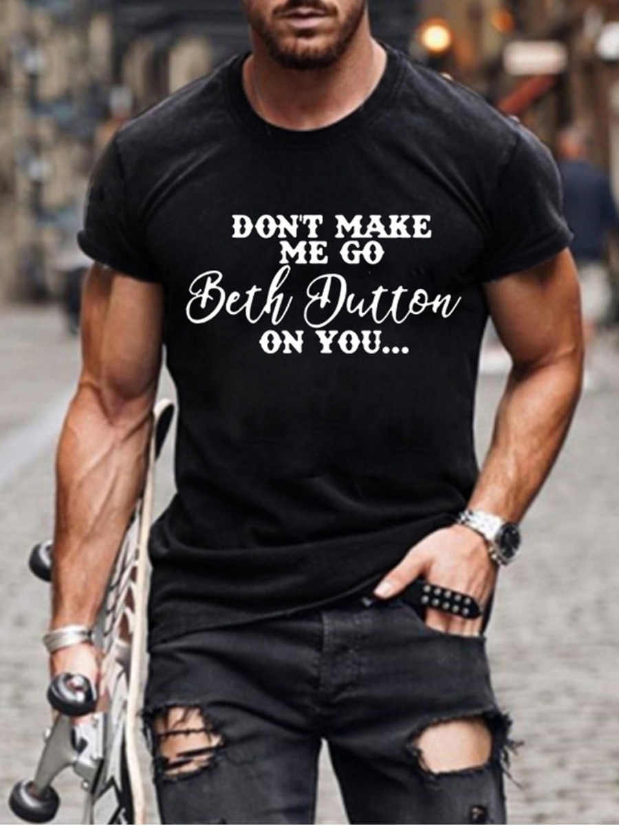 

LW Men Don t Make Me Go Letter Print T-shirt, Black