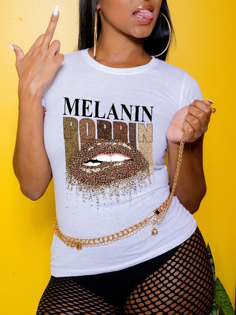 

LW Melanin Letter Lip Print T-shirt, White