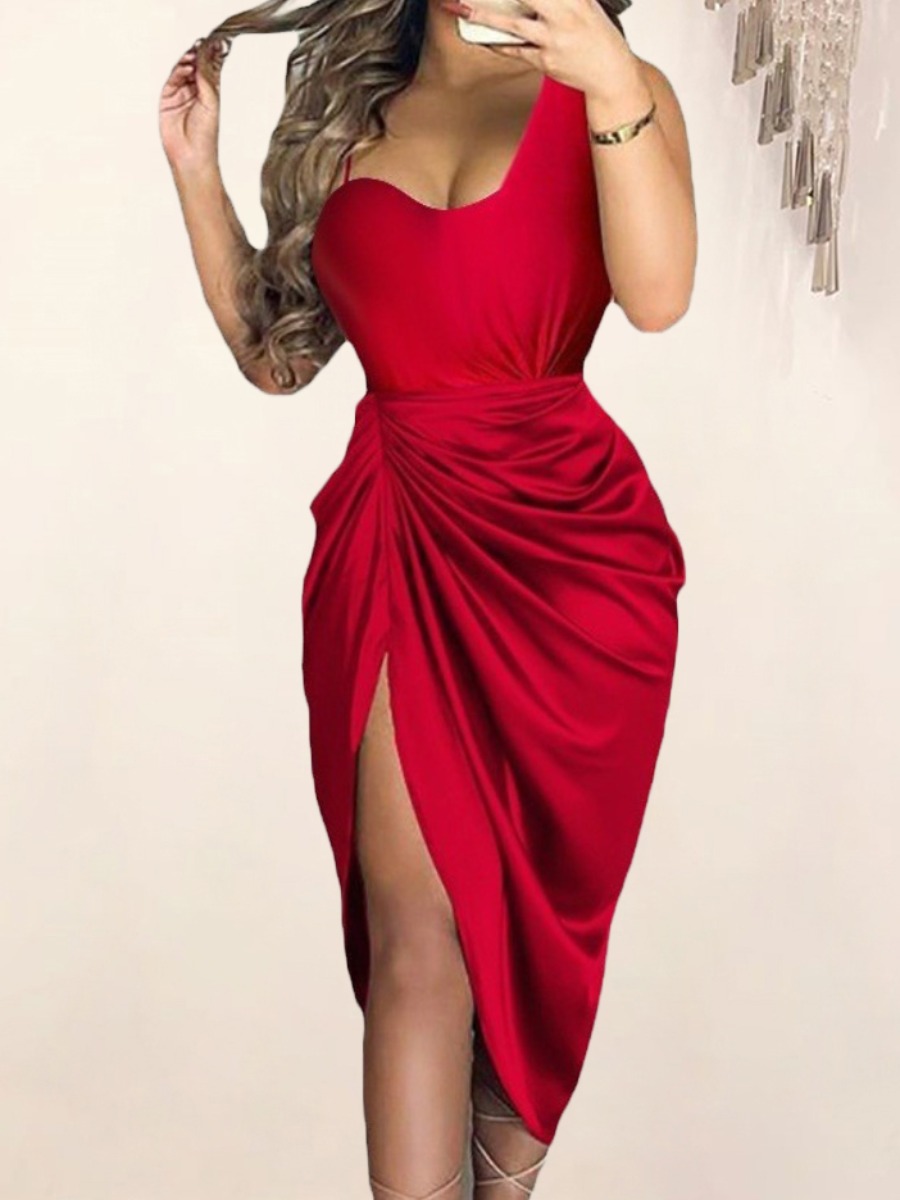 

LW Fold Design Cami Dress, Red