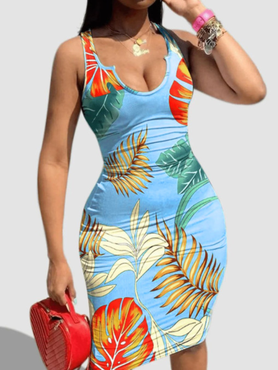 

LW BASICS Floral Print Bodycon Cami Dress, Baby blue