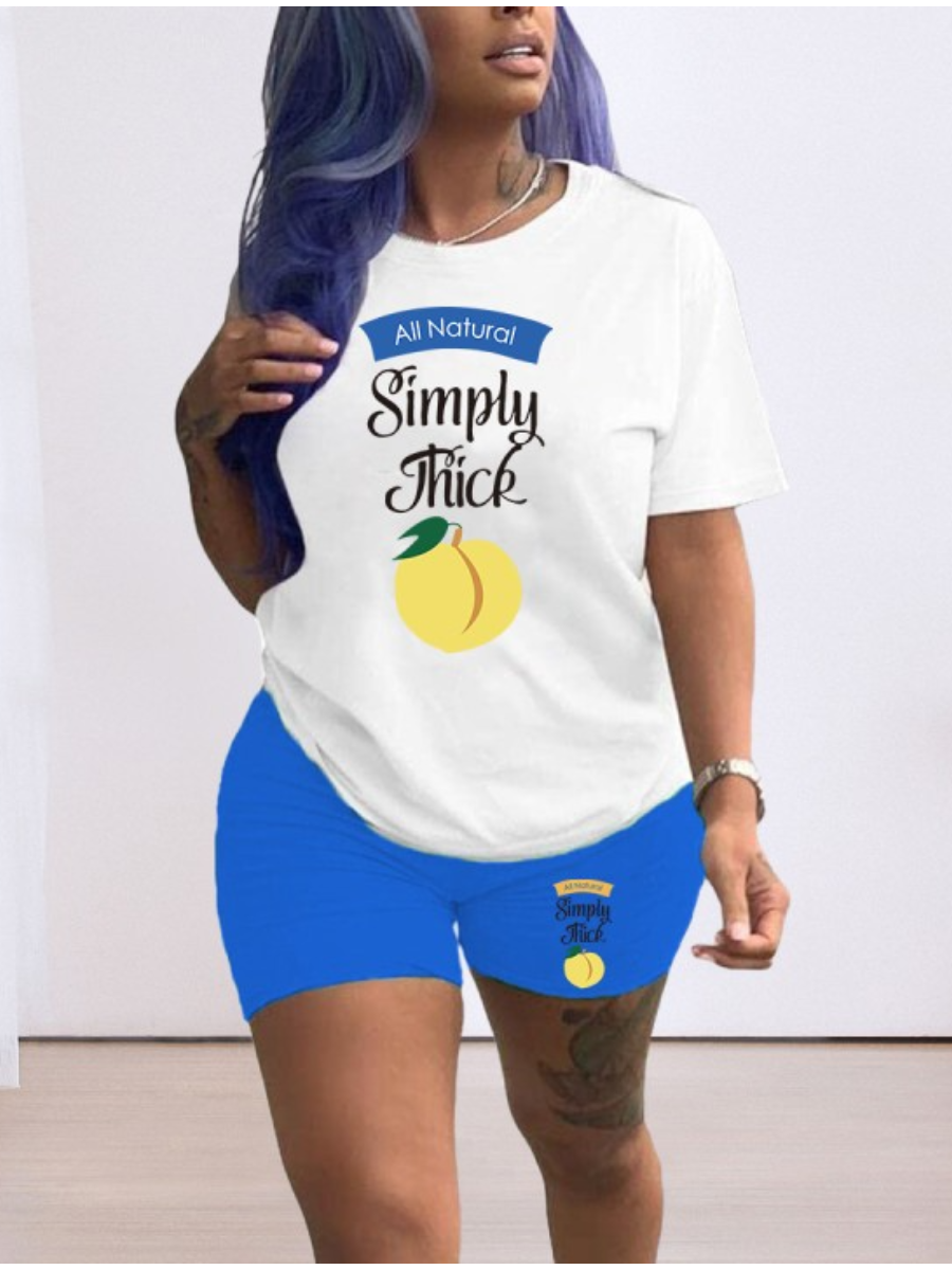 LW Plus Size Mango Fruit Letter Print Shorts Set