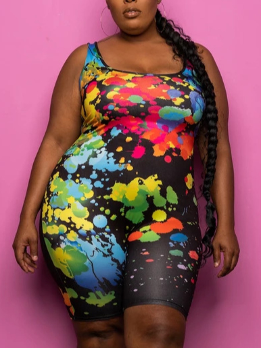 LW SXY Plus Size Splash-ink Cami Romper