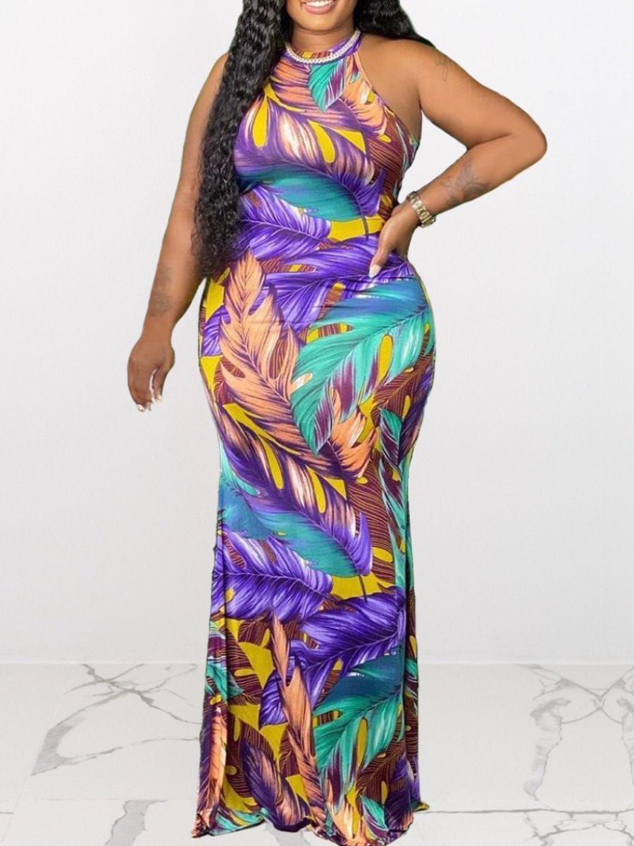

LW Plus Size Floral Print Cut Out Dress, Multi