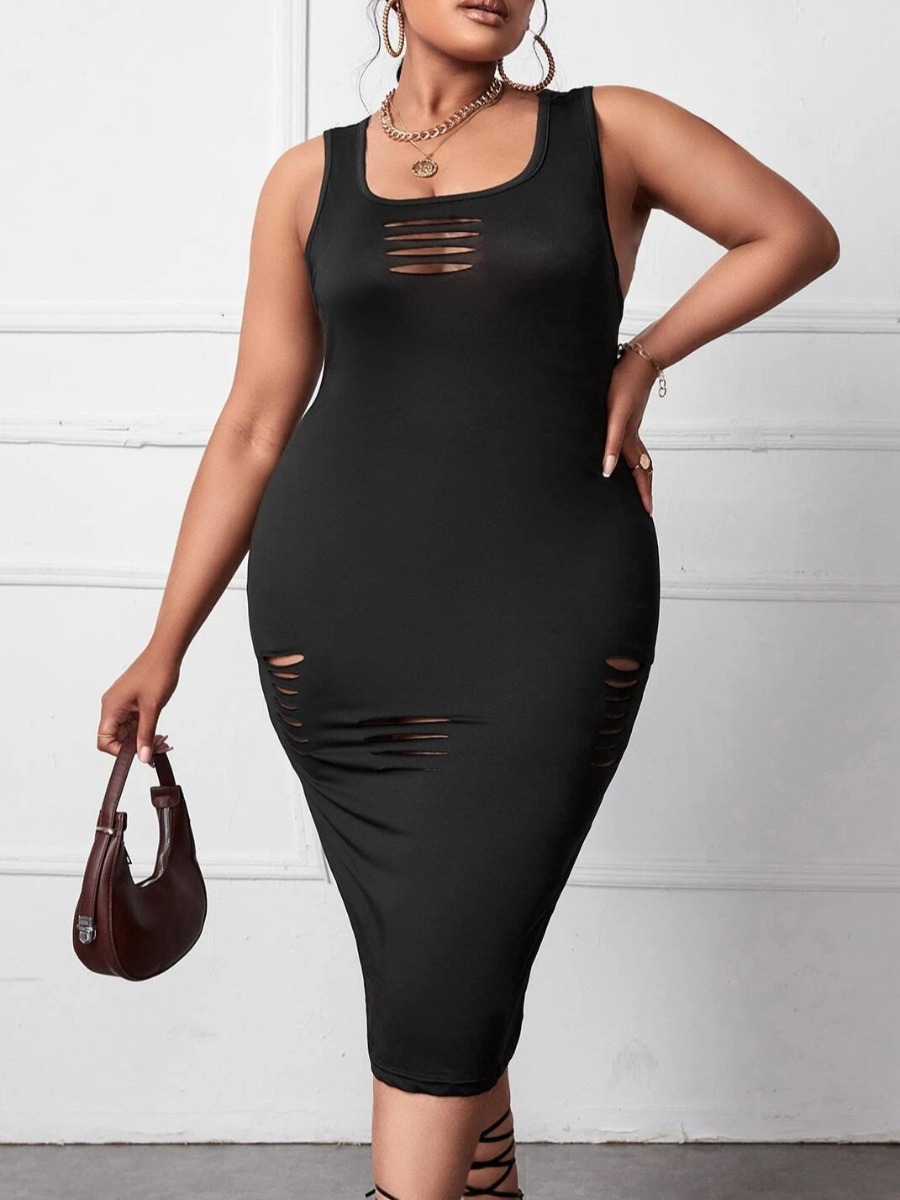 

LW SXY Plus Size Cut Out Bodycon Cami Dress, Black