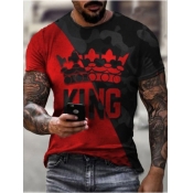LW Men Crown King Letter Print T-shirt