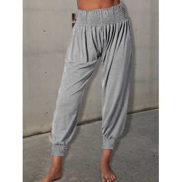 

LW COTTON Shirred Waist Loose Stretchy Pants, Grey